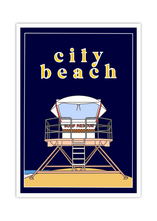 City Beach Travel Poster - LITTLE MONDO